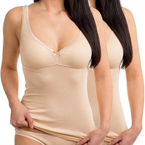 HERMKO 175803860 2er Pack Damen BH-Hemd 2er Pack (Weitere Farben),Größe:44/46 (L);Farbe:Cream