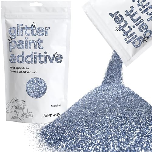 Hemway Glitter Paint Additive - Azure Blue | Microfine Metallic Flakes for Adding Sparkle to Paints & Wood Varnish | Add to Emulsion, Acrylic & Latex for Indoor Sparkly Walls | 100 g