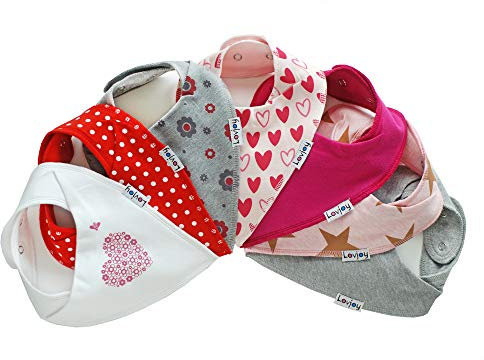 Lovjoy Bandana Halstuch Lätzchen - 7er Pack - Geeignet für den Sommer - 100% Baumwolle und weich für ultimativen Komfort mit Druckknöpfen - für 0-3 Jahre (Design 03)