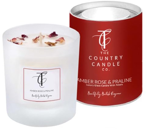 The Country Candle Company Pastels Glass Candle – Velvet Rose Scented, Up to 50 Hours Burn Time