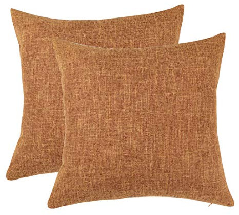 sourcing map Dekokissenbezug 2er Set Dekorative Kissenbezug Leinen Kissenhülle 45x45cm aus Baumwolle mit Reißverschluss für Dekokissen Zierkissen Sofakissen usw. Orange