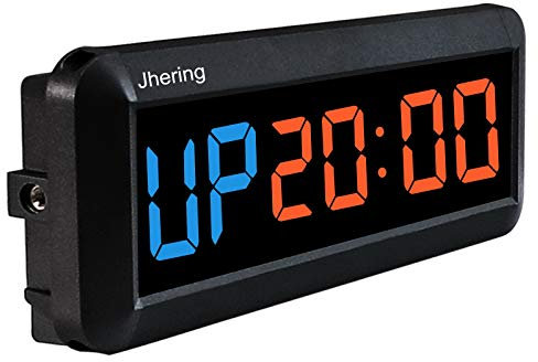 Jhering LED Intervall Timer, Countdown/Up Uhr, Stoppuhr, Gym Timer mit Fernbedienung, Workout Timer für Heim Garage Fitnessstudio, Tabata EMOM MMA(Blau/Rot)