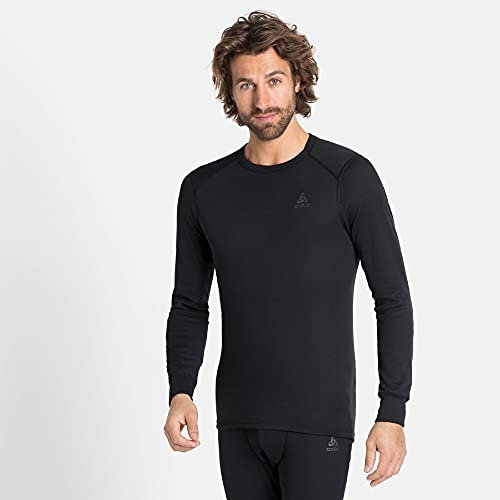 Odlo Herren Thermounterwäsche Active Warm Thermoshirt Skiunterwäsche Mit Rundhals Funktionsunterwäsche Langarm Shirt, Schwarz, 3XL EU