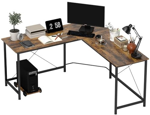 HOMCOM L-Shaped Desk, Gaming Desk, 150 x 150 x 75 cm, Corner Computer Desk for Study, Home Office, Bedroom, Rustic Brown