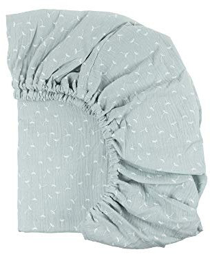 KraftKids Spannbettlaken Musselin Musselin mint Pusteblumen aus 100% Baumwolle in Größe 140 x 70 cm, handgearbeitete Matratzenbezug gefertigt in der EU
