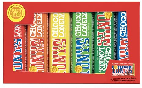 Tony's Chocolonely Rainbow Tasting - 288g, Small Chocolate Bars, Selection Gift Box, 6 Flavours, Vegetarian - Belgian Fairtrade Chocolate