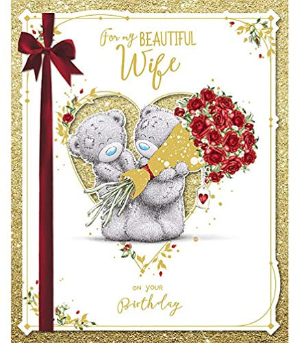 Me To You Tatty Teddy Geburtstagskarte, handgefertigt, in Geschenkbox, 20,3 x 25,4 cm, offizielle Kollektion, goldfarben