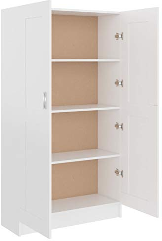 Festnight Allzweckschrank mit 4 Fächern Aufbewahrungsschrank Schrank Mehrzweckschrank Aktenschrank Vorratsschrank Flurschrank, Weiß 82,5x30,5x150 cm