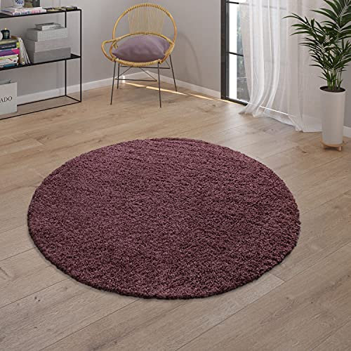 Paco Home Hochflor Teppich Wohnzimmer Shaggy Langflor Modern Einfarbig Lila Violett, Grösse:120x170 cm