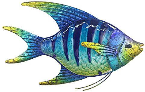 Joybee Wandkunst, groß, Metall, 41 cm, Weihnachtsdekoration, perfekt für Küste, nautisch, Strand oder Boot, Dekoration für Innen- und Außenbereich, Küche, Bad, Terrasse, Pool oder Veranda, Blau