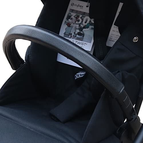 Copri maniglia per passeggino in pelle PU compatibile con passeggino Cybex Eezy S Twist (+) 2, manica rimovibile con apertura a cerniera (per paracolpi, nero)