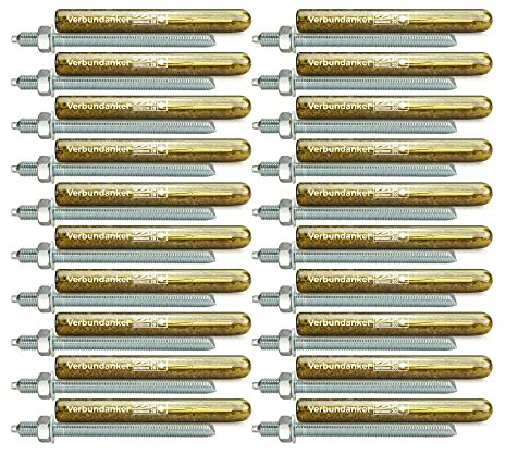 Isolbau Verbundanker Set - Verbundankerpatrone styrolfrei V20 + Ankerstange verzinkt M20 x 300 - ETA/ETAG Zulassung - 20 Stück
