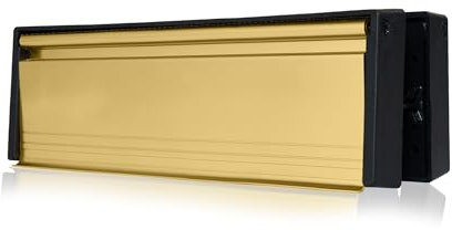 UAP MailPlate 12 Letterplate Polished Brass, Premium Draught Proof Postal Letterbox, Telescopic Sleeved Letter Box for Wooden, Composite and uPVC Midrail Doors with 40-80mm Door Thickness.