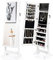 COSTWAY Schmuckschrank mit Ganzkörperspiegel, freistehender Schmuckständer, mit 108 Ohrringfächern, 18 Halskettenhaken, 98 Ringfächern, 5 Make-Up-Fächern, 2-in-1-Schmuckkommode (Weiß)