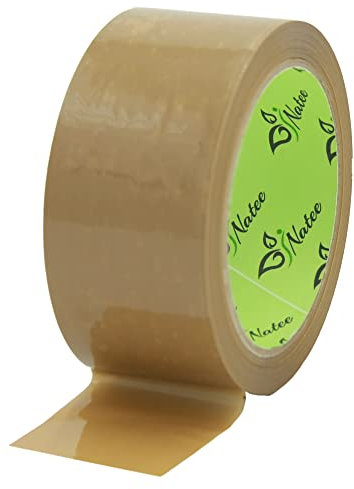NATEE® Strong Sticky Brown Packing Tape | Heavy-Duty Roll For Packaging | Brown Sticky Sealing Tape for Parcel Boxes,Moving,Home & Office, (Brown - Premium (Hot Melt), Pack of 1)