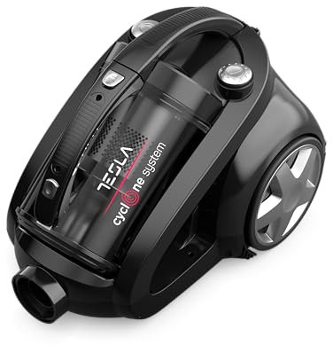 TESLA BG202BGE - Aspirapolvere senza sacchetto (800W, rumorosità 78 dB, raggio di lavoro 8m, filtro HEPA lavabile, capacità serbatoio 2,50L, potenza min-max) Nero