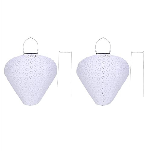 Lot de 2 lanternes solaires chinoises à suspendre en nylon imperméable pour extérieur, jardin, terrasse, abri d'auto, cour, décoration (B)