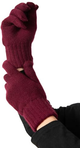 Embouro 100% Kaschmirhandschuhe für Damen, Jersey Knit Ultra Soft Damen reine Kaschmirhandschuhe für den Winter (Rot)