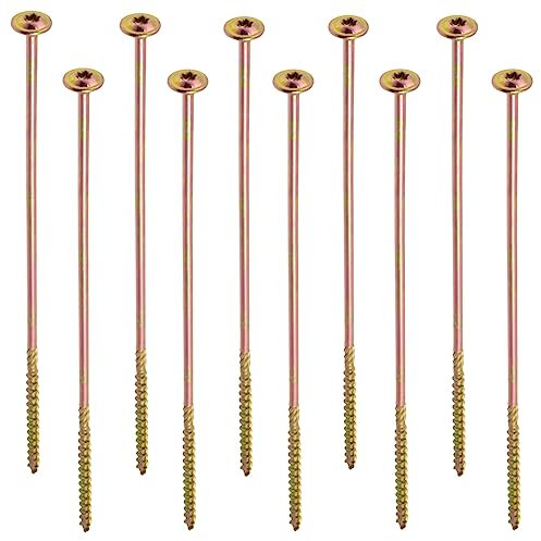 AERZETIX - C67504 - Lot de 10 Vis à bois Ø6x240mm à tête large bombée - à empreinte étoile Т30 - en acier zingué - menuiserie, contreplaqués, agglomérés, mélaminés