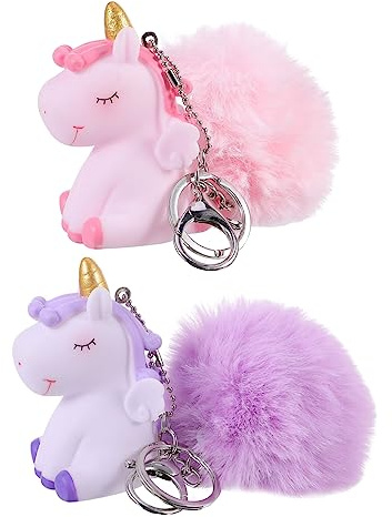 SHERCHPRY 2pièces Porte-clés Licorne Pendentif Clés Décor Peluche Assortie Lot De Pendentifs Clés Licorne Avec Décoration Peluche Couleurs Assorties