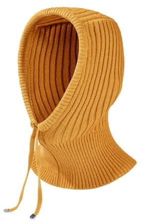Rayson Bonnet Femme Hiver Chaud Tricoté avec Cache Cou Flexible Beanie Con Écharpe Unisex Balaclava en Tricot pour Vélo Ski Plein Air(Jaune)