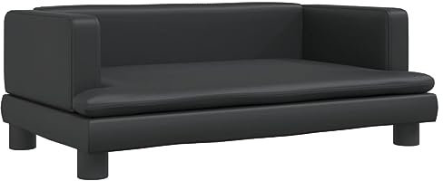 vidaXL Kindersofa, Couch für Kinder, Kindercouch mit runden Kanten, Kindersessel Minisofa Polstersofa Kindermöbel Sofa Kinderzimmer, Schwarz Kunstleder