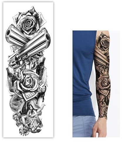 5 Bilder Guns Roses Dollar Tattoo In Schwarz - Fake Temporäres Einmal Körper Tattoo