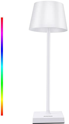 WOWDSGN Lampada da Scrivania senza Fili - Lampada LED da Tavolo Ricaricabile con Touch Dimmer - Temperatura Colore Regolabile - Impermeabile IP44 - Lampada Tavolo RGB a Batteria 4000mAh