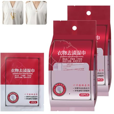 Yeluptu Clothes Stain Removal Wipes, 40PCS, Wipe and Go Instant Stain Remover, Linen Fresh Scent