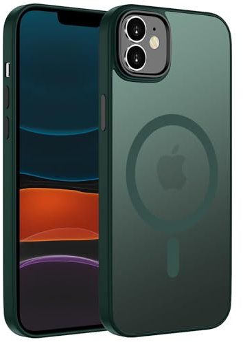 ORDA für iPhone 11 Hülle 6.1 Zoll Kompatibel mit MagSafe,Magnetisch Handyhülle für iPhone 11 Case Durchscheinende Matt Rückseite Dünn Stoßfest Schutzhülle Grün