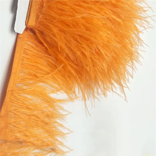Straußenfederband, Straußenfeder-Band, Straußenfeder-Bordüre, Fransendekoration, 8-10 cm, Hellblau, 10 m, Orange