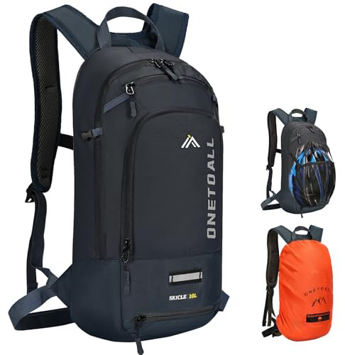 LOCAL LION Mochila Ciclismo 10L con Funda Impermeable y Funda para Casco, Mochila de Hidratacion MTB para Hombres y Mujeres, Mochila Montaña Pequeña Adecuado para Running, Esquí y Bicicleta