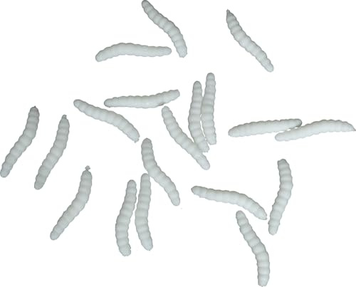FIESTAS GUIRCA | Party Deko Würmer Set - Fake Worms - Weiß - 4 cm | 20 Stück | Flexibel & Gebogen | Segmentiert | Synthetik-Kautschuk | 4 cm | Halloween, Karneval, Fasching