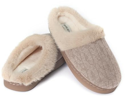 JOMIX Ciabatte Donna Invernali da Casa Pantofole Pelose Calde Flat Termiche Comode e Morbide MD9607 (Marrone Chiaro,38)
