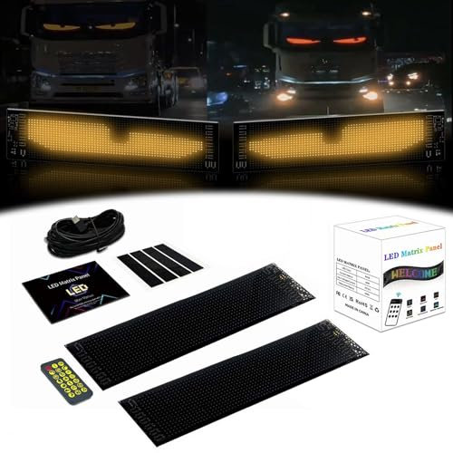 Devil Eyes Light for Autos, DIY Auto Dynamischer LED Smart Flex Bildschirm for Auto, Programmierbare LED Augen for Auto Und LKW(2 Pack,B 34.8 * 10.2cm)