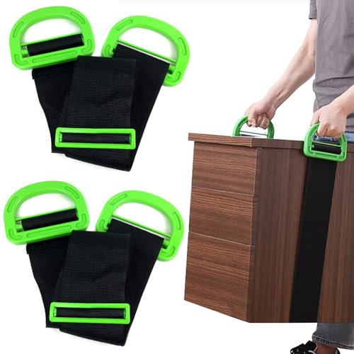 Lifting Straps for Movers, 2 Pack Adjustable Moving Straps Heavy with Robust Handles Furniture Carrying Strap for Boxes Mattress Construction Materials, Supports Up to 650 Lbs