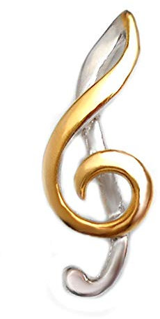 Notenschlüssel Violinschlüssel Anstecker Revers Pin bicolor teilvergoldet m.i. Germany + Geschenkbox
