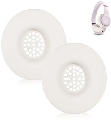 Aiivioll Replacement Earpad Covers for Beats Solo 4, Solo 3, Solo 2 Headphones, Soft and Comfortable Silicone Material, Shockproof and Drop-resistant, Sweat-proof and Dirt-resistant(Beige White)