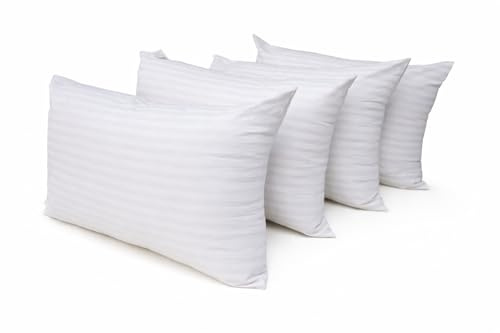 ARLINENS Stripe Pillows 4 Pack Hotel Quality Hollow Fibre Stuffed Anti-Allergy Pillows for Back Stomach & Side Sleeper Bed Pillows-Bounce Back Support Pillow-Standard Size 74x48cm (Pack of 4)