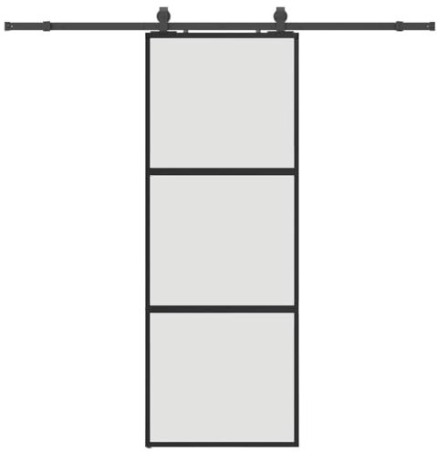 vidaXL Porta Scorrevole Set Ferramenta Nera 76x205 cm Vetro Temperato