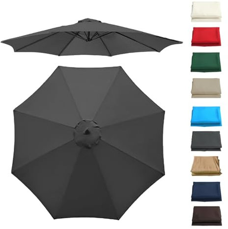 GZDXBF Auvent De Remplacement pour Parasol 6 Baleines/8 Baleines, Toile De Parasol Déporté, Housse De Rechange pour Parasol D'extérieur, Polyester Anti UV 50+(Gray,8 RIBS/350CM(11.5FT))