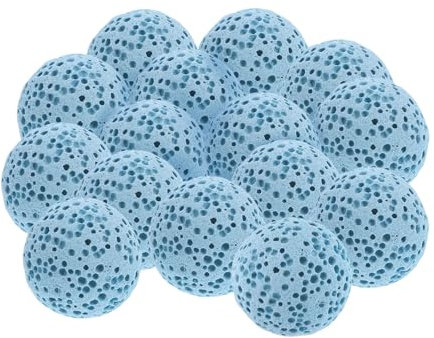 EXQUIMEUBLE Vulkangestein Diffusorsteine Aus Natürlichem Lava Stein 16mm Runde Aromatherapie Perlen Für Auto Und Raumduft 20 Stück Hellblau