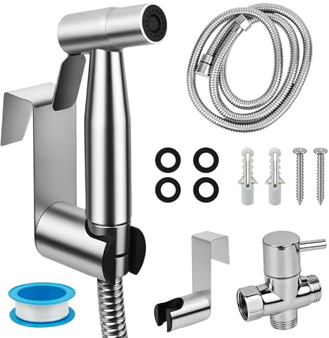WENLISELL Handheld Bidet Sprayer for Toilet, Bathroom Toilets Spray | T-Valve Adapter, For Toilet Cleaning, Pet Bath, Bathroom Cleaning