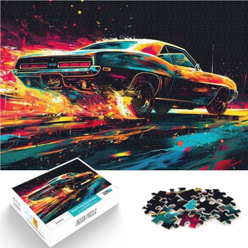 Quizspiel Abstrakte Muscle-Car-Deko Teenager 1000-teiliges Puzzle 26x38cm Lustige Aktivitäten für zu Hause, Geburtstagsgeschenk, Reisegeschenk, für 14+