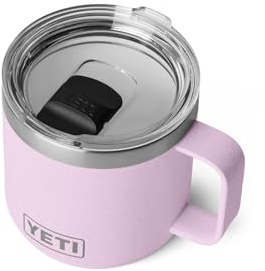 YETI Rambler 14 oz Ceramic Lined Stackable Mug, Vacuum Insulated, Stainless Steel with MagSlider Lid, Cherry Blossom