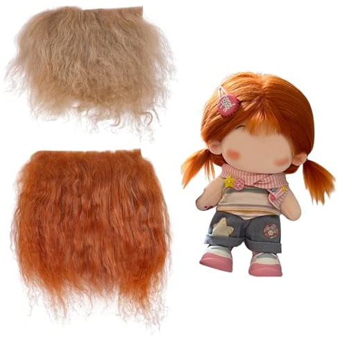 FREEBLOSS 2 Stück Lockenperücken Für Puppen Puppenhaar Tressen 15x14 cm Stile Selbstklebend Erwachsene DIY Haarhandwerk Kunstbedarf Zum Herstellen von Puppen Und Figurenperücken Rerooting