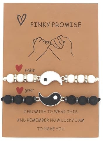 KEQAR Armband, 2 Matching Yin Yang Verstellbare Schnur Freundschaft Bangle Pärchen, Personalisierte Armbänder für Paare und Bester Freund