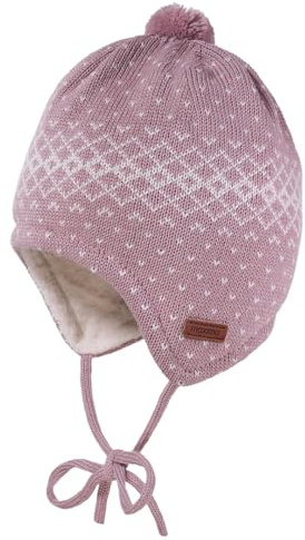 maximo Baby-Mütze, Pünktchenjacquard ausgenäht, Teddyfutter