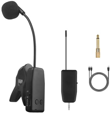 lmoikesz Durable Wireless Clip On Microphone For Musical Saxophone Trumpet Receiver Transmitters Convenient Package Clip On Microphone Wireless Receiver Transmitters