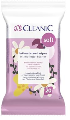 Cleanic Soft Intimpflegetücher, 20 Stk. - Kamillenextrakt - Milchsäure - sanfte Reinigung - tägliche Hygiene - Linderung von Irritationen - spülbar